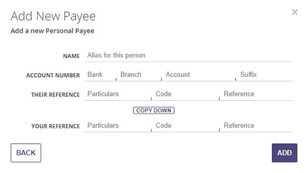 Add new payee TSB website