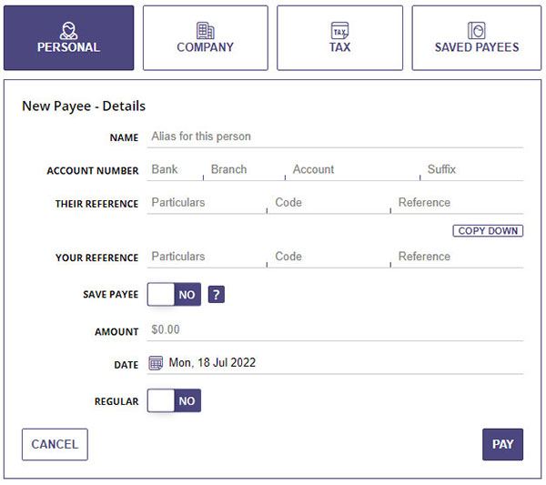 New Payee TSB website