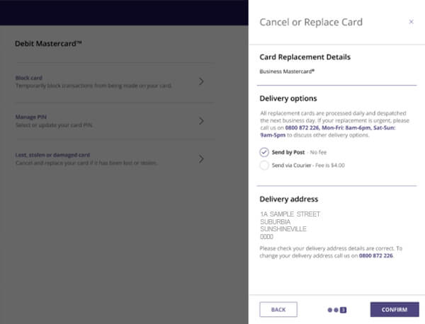 Cancel or replace card TSB website