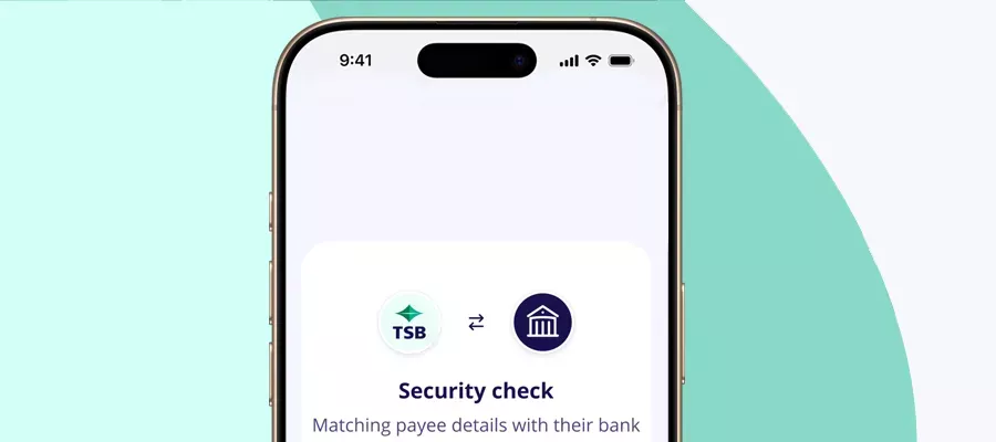 Confirmation of payee TSB Bank app screenshot